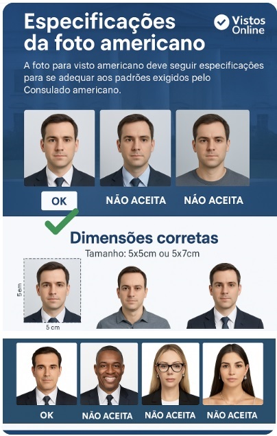 tamanho da foto visto EUA